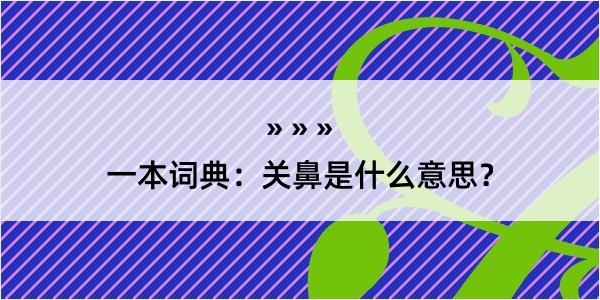 一本词典：关鼻是什么意思？