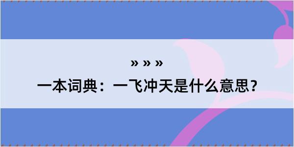 一本词典：一飞冲天是什么意思？