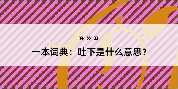 一本词典：吐下是什么意思？