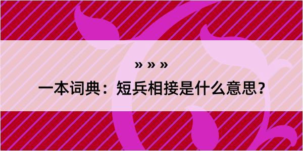 一本词典：短兵相接是什么意思？