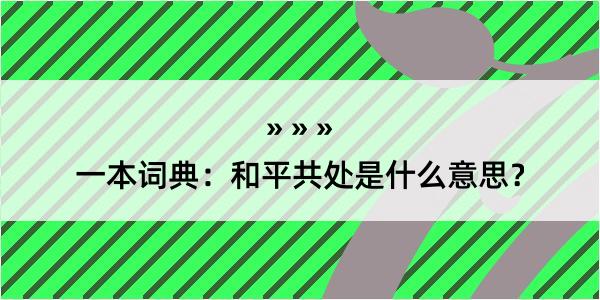 一本词典：和平共处是什么意思？