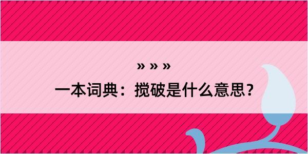 一本词典：搅破是什么意思？