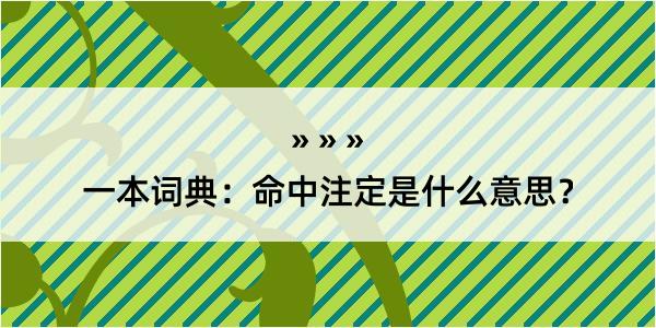 一本词典：命中注定是什么意思？