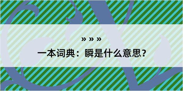 一本词典：瞬是什么意思？