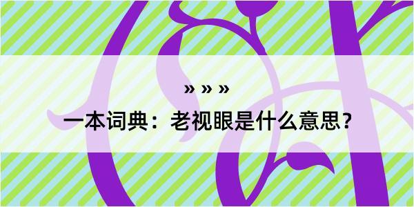 一本词典：老视眼是什么意思？