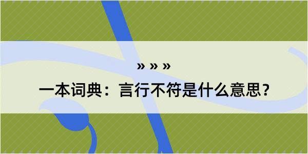 一本词典：言行不符是什么意思？