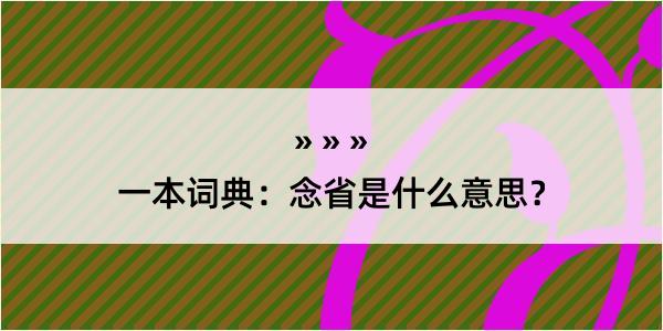 一本词典：念省是什么意思？