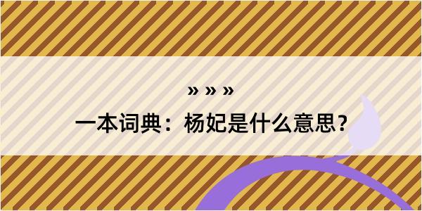 一本词典：杨妃是什么意思？