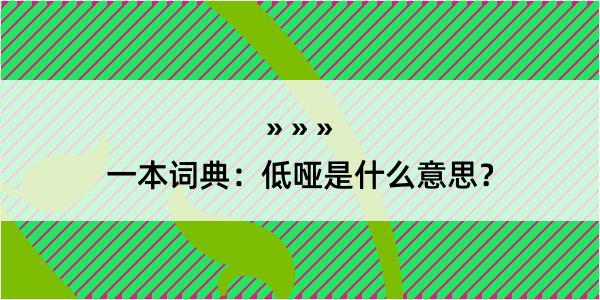 一本词典：低哑是什么意思？