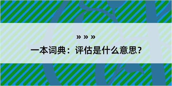 一本词典：评估是什么意思？