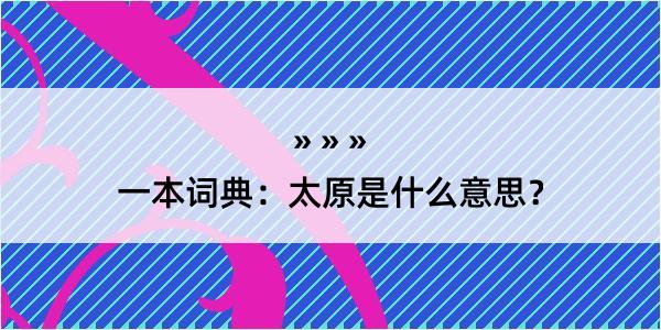 一本词典：太原是什么意思？