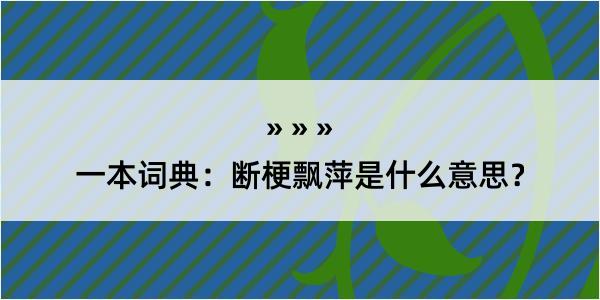 一本词典：断梗飘萍是什么意思？