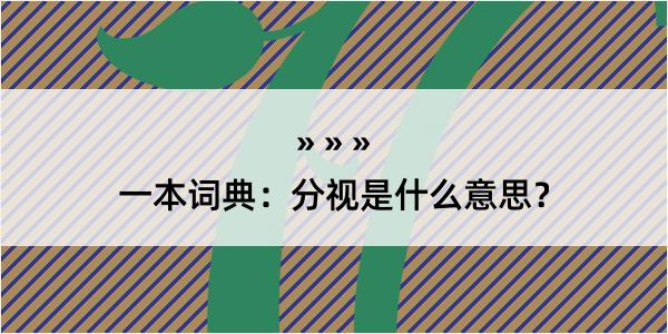 一本词典：分视是什么意思？