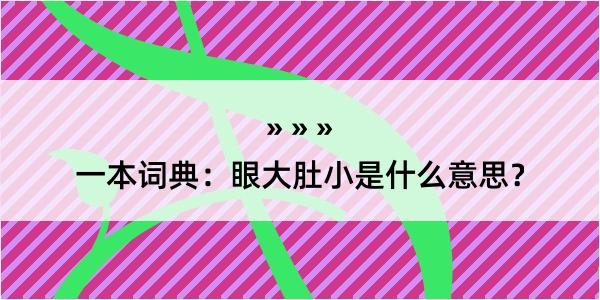 一本词典：眼大肚小是什么意思？