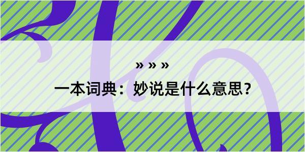 一本词典：妙说是什么意思？