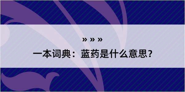 一本词典：蓝药是什么意思？