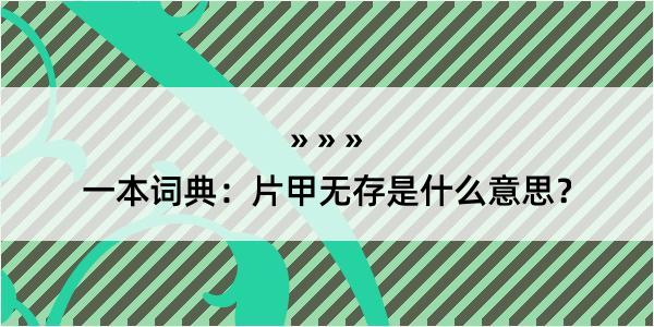 一本词典：片甲无存是什么意思？