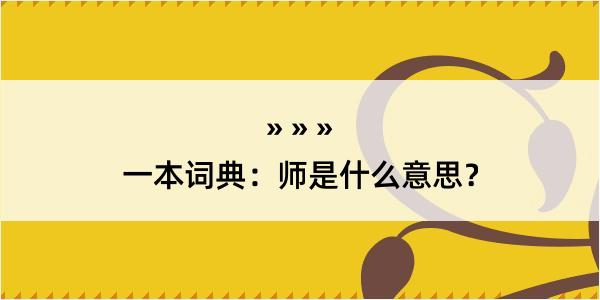 一本词典：师是什么意思？