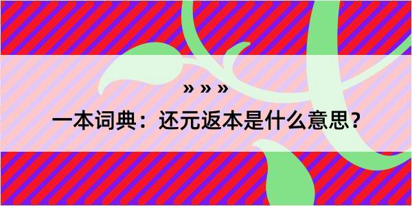 一本词典：还元返本是什么意思？