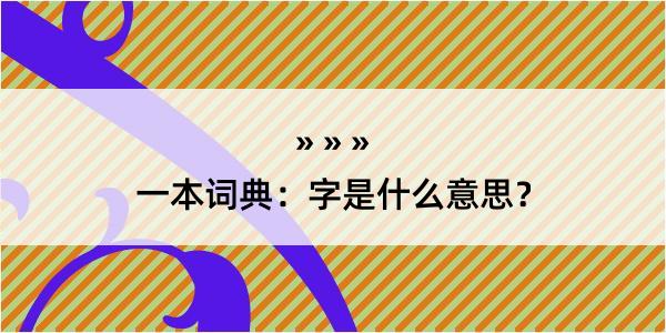 一本词典：字是什么意思？