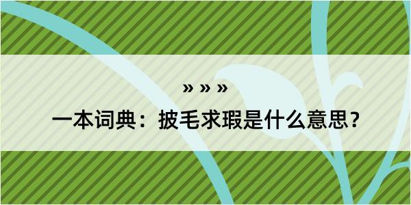 一本词典：披毛求瑕是什么意思？