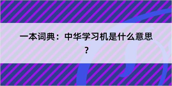 一本词典：中华学习机是什么意思？