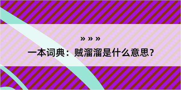 一本词典：贼溜溜是什么意思？