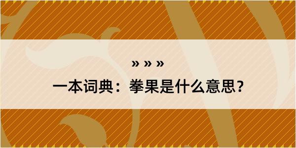 一本词典：拳果是什么意思？