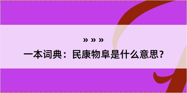 一本词典：民康物阜是什么意思？