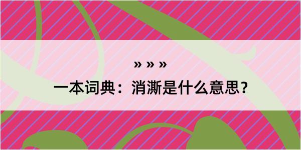 一本词典：消澌是什么意思？