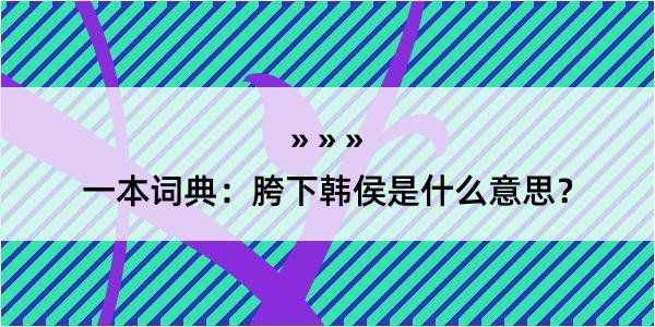 一本词典：胯下韩侯是什么意思？