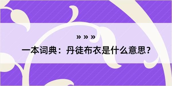 一本词典：丹徒布衣是什么意思？