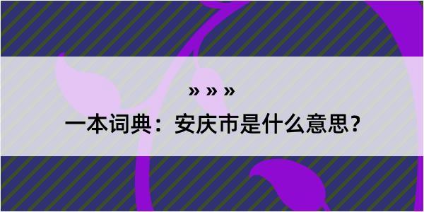 一本词典：安庆市是什么意思？