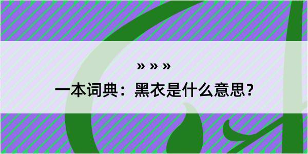 一本词典：黑衣是什么意思？