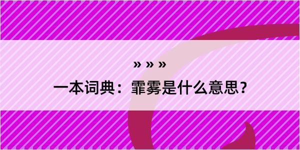 一本词典：霏雾是什么意思？