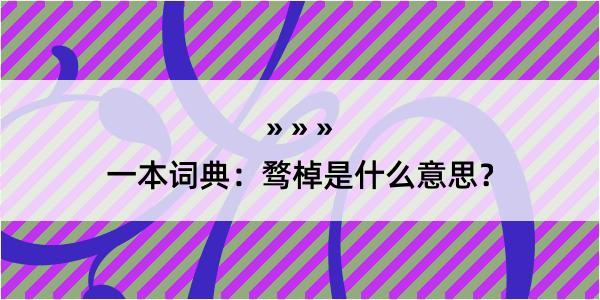 一本词典：骛棹是什么意思？