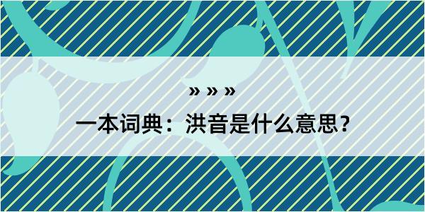 一本词典：洪音是什么意思？