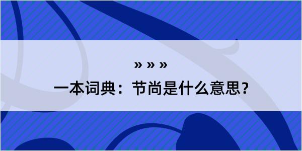 一本词典：节尚是什么意思？