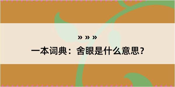 一本词典：舍眼是什么意思？