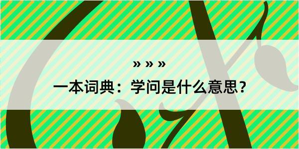 一本词典：学问是什么意思？