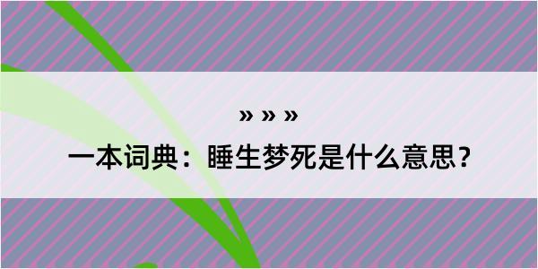 一本词典：睡生梦死是什么意思？