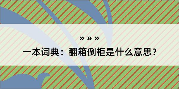 一本词典：翻箱倒柜是什么意思？