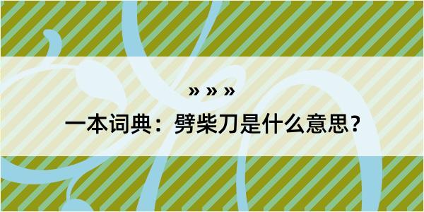 一本词典：劈柴刀是什么意思？