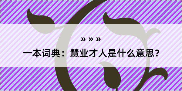 一本词典：慧业才人是什么意思？