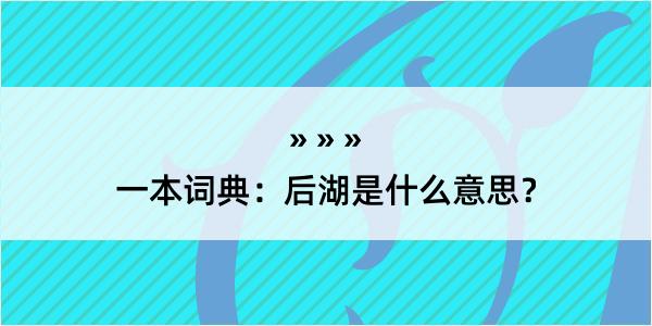 一本词典：后湖是什么意思？