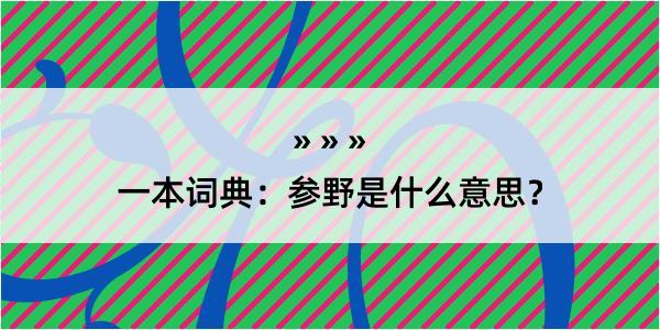 一本词典：参野是什么意思？