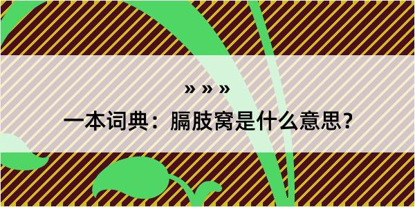 一本词典：膈肢窝是什么意思？