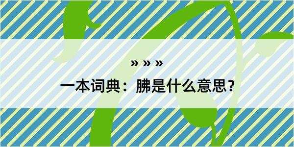 一本词典：胇是什么意思？