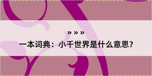 一本词典：小千世界是什么意思？