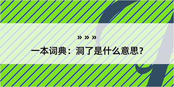 一本词典：洞了是什么意思？